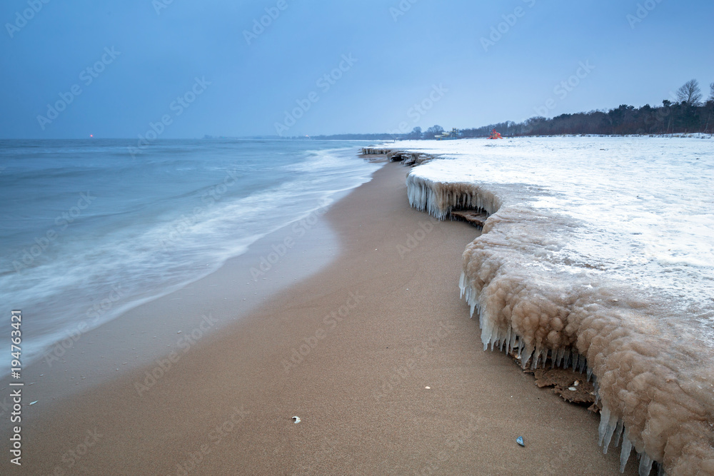 波兰格但斯克波罗的海冰冻海岸