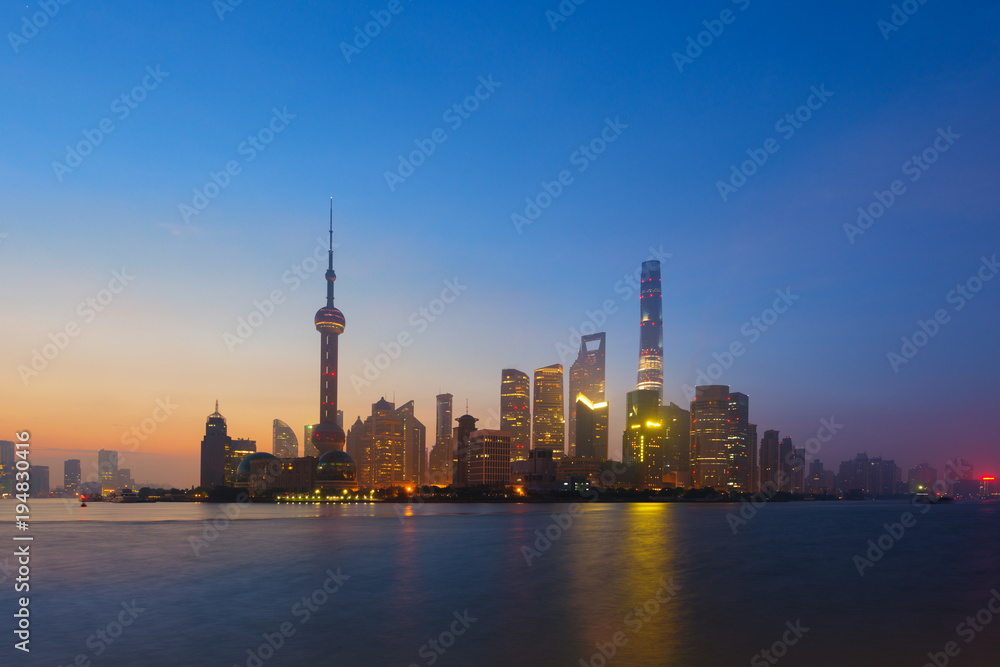 View of Shanghai at Lujiazui finance and business district trade zone skyscraper in morning, Shangha