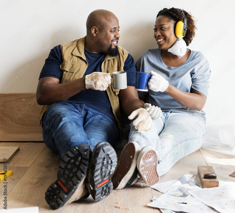 Black couple move to new house concept