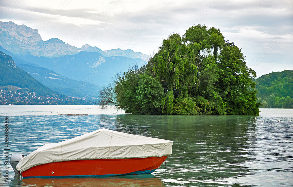 Boat in Lake Annecy in France