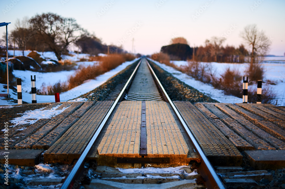 The railway sunset landscape.