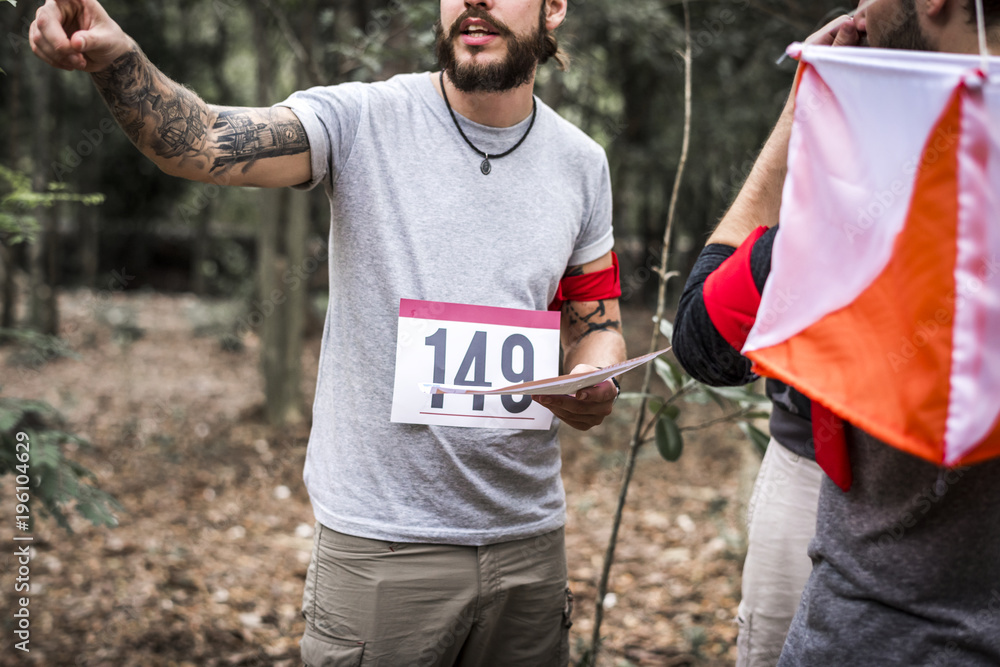 Outdoor orienteering check point activity