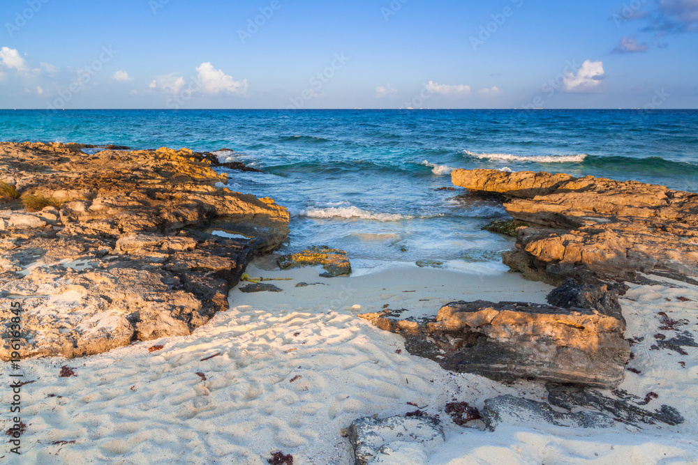 Beach at Caribbean sea in Playa del Carmen, Mexico