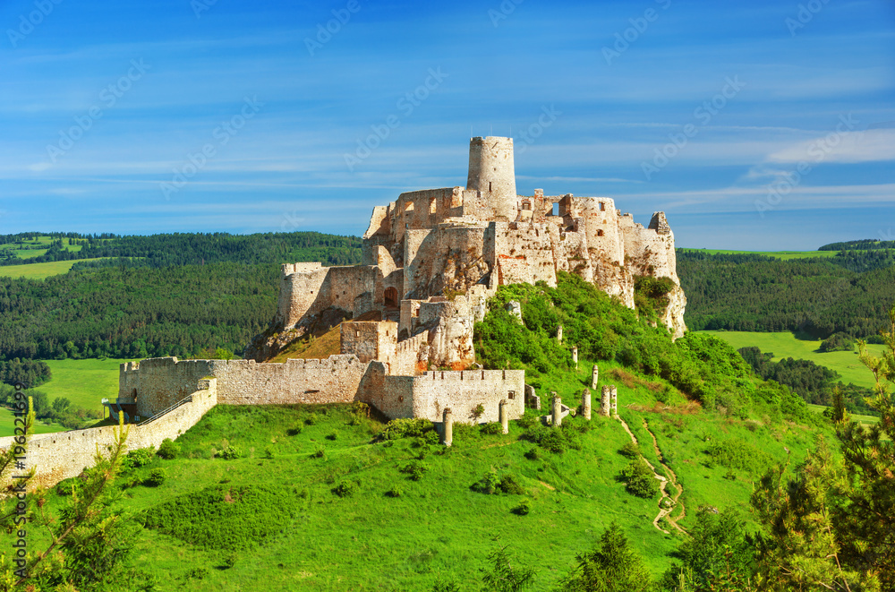 Beautiful Spis castle at the sunrise, UNESCO heritage, Slovakia