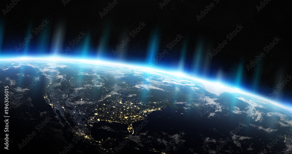 View of blue planet Earth in space 3D rendering elements of this image furnished by NASA