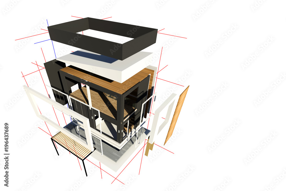 3d装配家居设计白底