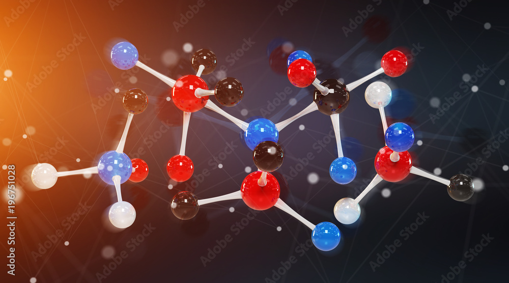 现代数字分子结构3D渲染