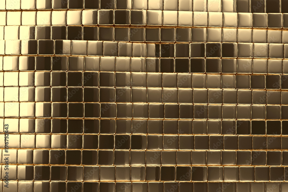 Abstract Gold blocks Background, 3d illustration.