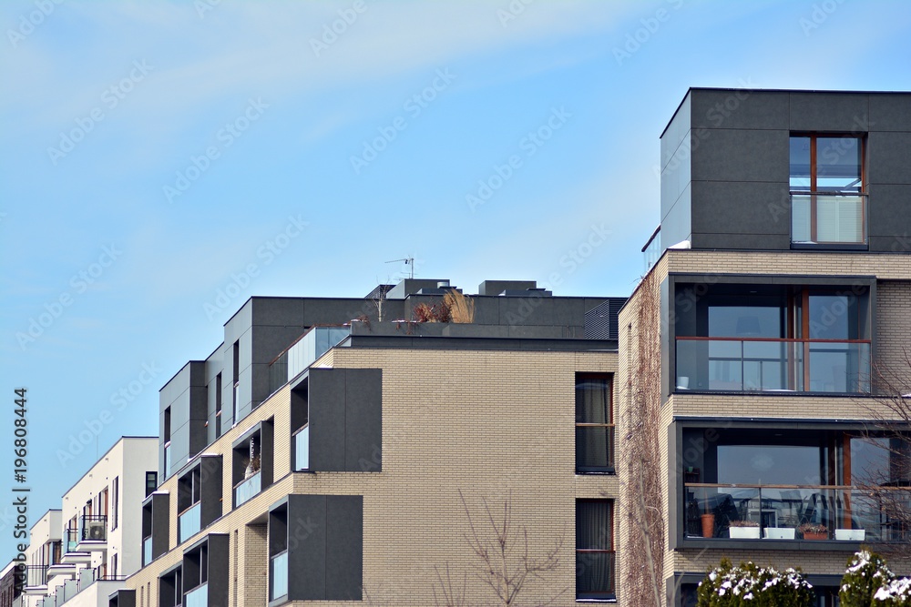 Detail of a new modern apartment building