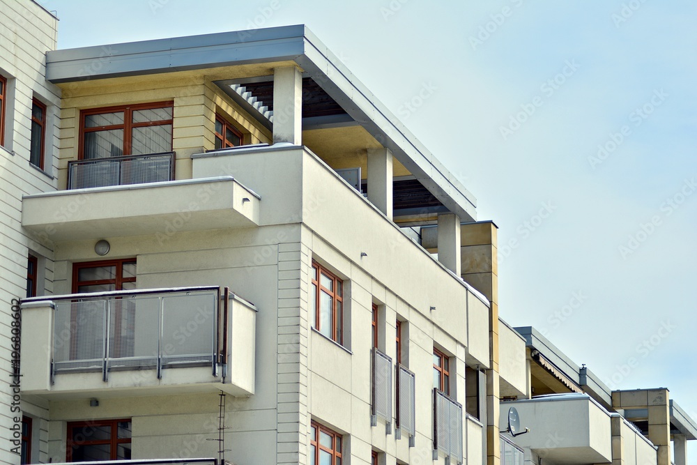 Detail of a new modern apartment building