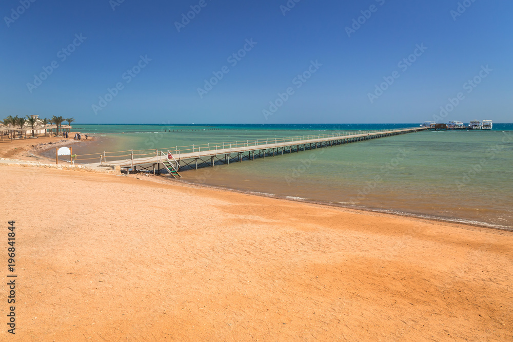 Pier on the beach of Red Sea in Hurghada, Egypt