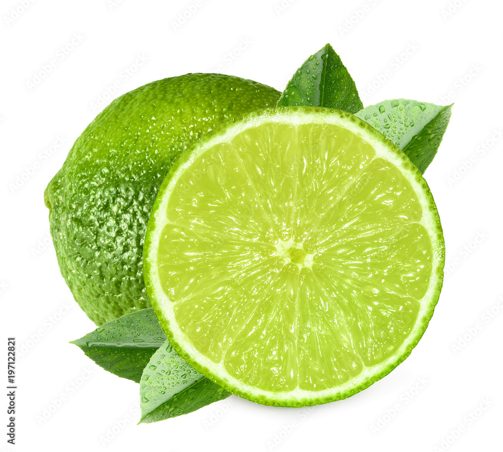 在白色背景下隔离的Limes