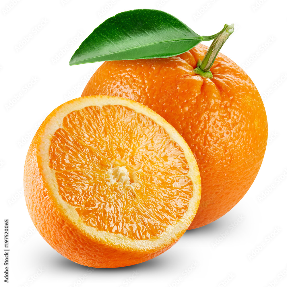 orange fruits with leaf