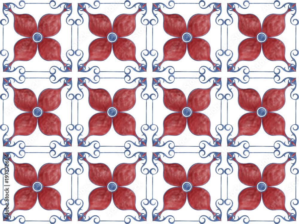 Illustration of red and blue pattern