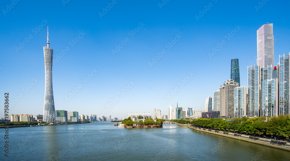 Skyline of urban architectural landscape in Guangzhou