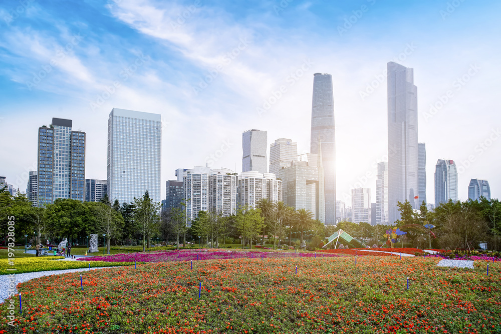 Beautiful urban architectural landscape skyline in Guangzhou