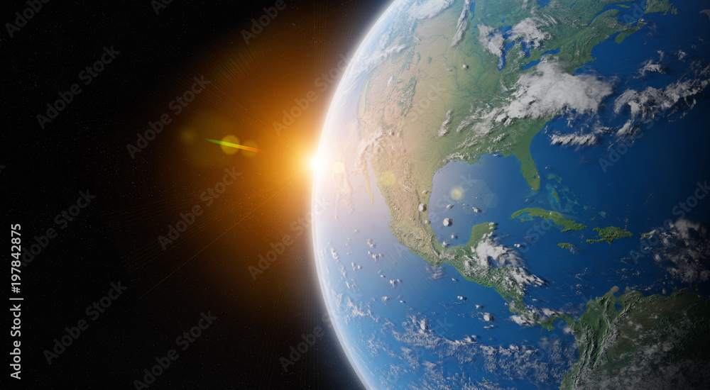 View of blue planet Earth in space 3D rendering elements of this image furnished by NASA