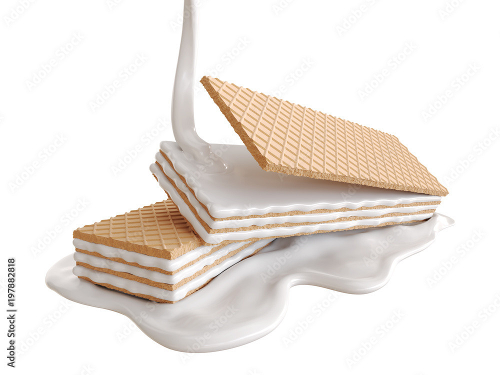 ream of fresh milk topped with wafers