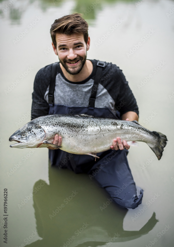 Man caught salmon fish