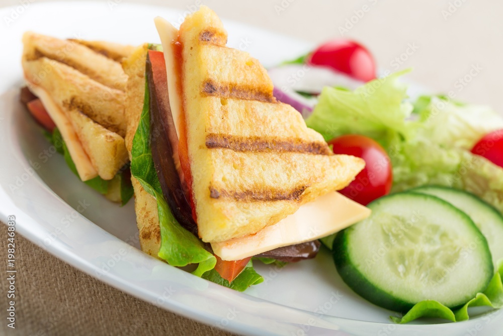 Fresh appetizing sandwich with vegetables