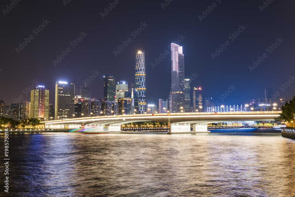 The night scene of urban architectural landscape in Guangzhou