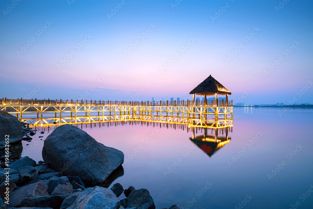 Wooden trestle bridge