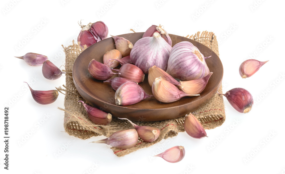 Garlic isolated on white background Top view