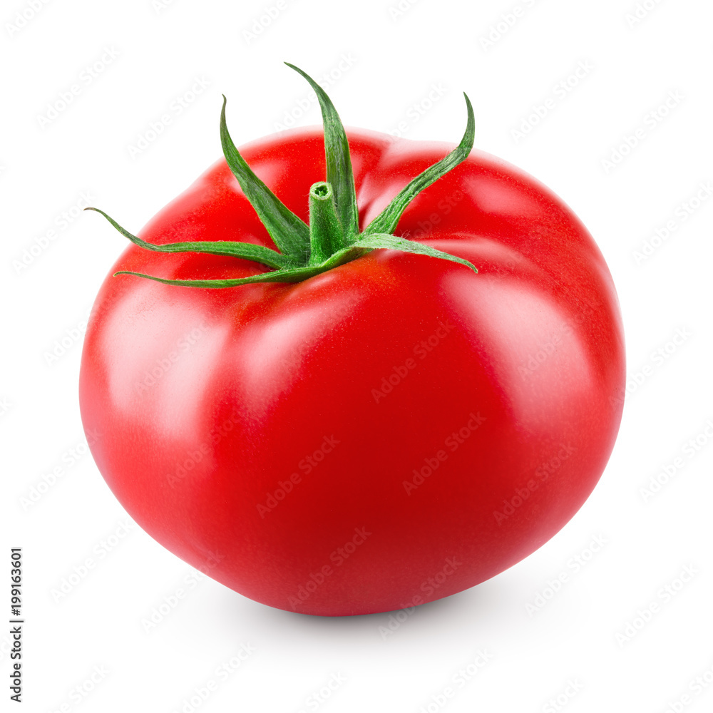 Tomato isolated on white background. With clipping path. Full depth of field.