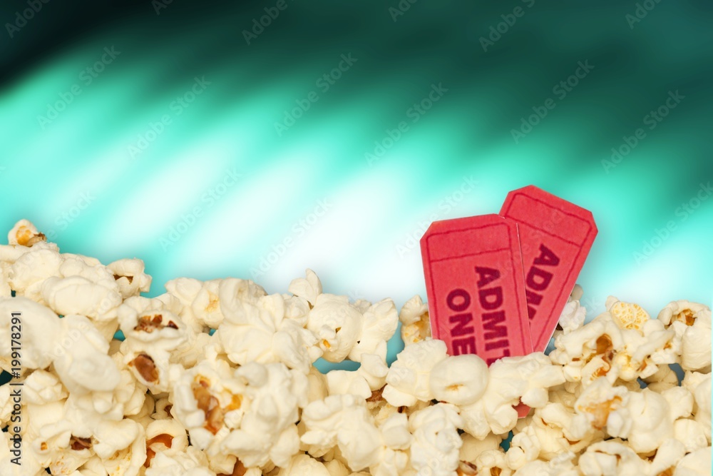 Popcorn food and ticket