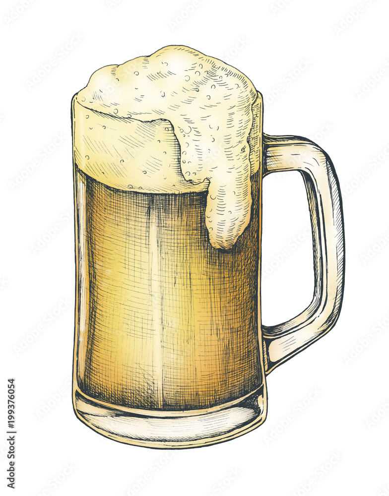 Hand drawn beer alcoholic drink