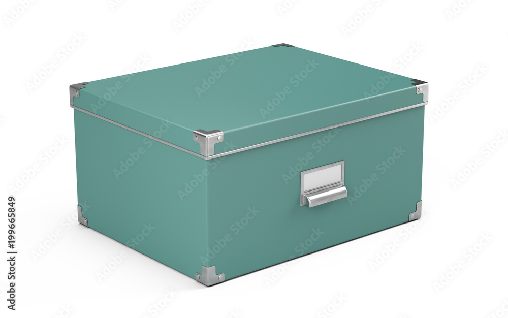 Storage box with nameplete isolated on white background - 3d rendering