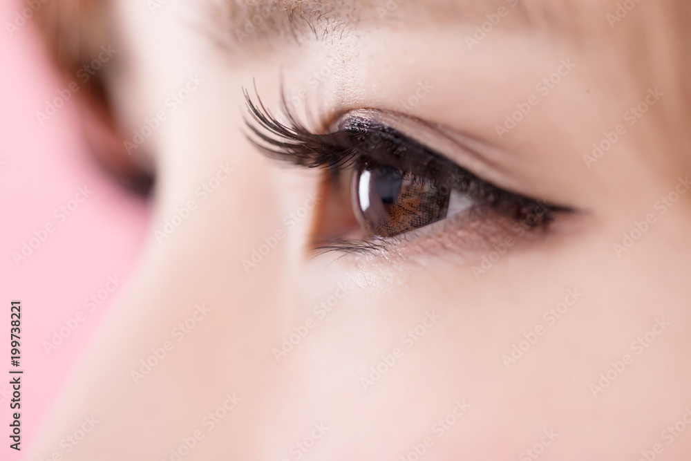 close up of woman eyelashes