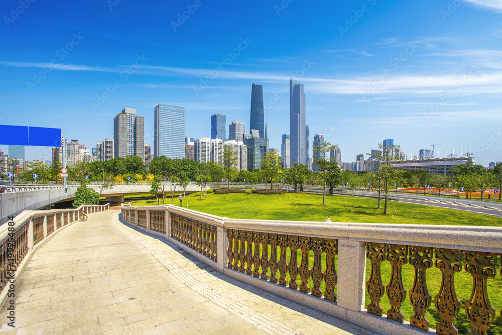 Skyline of urban architectural landscape in Guangzhou