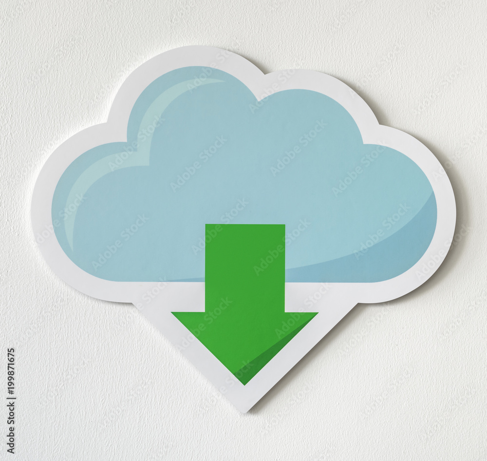 Cloud downloading icon technology graphic