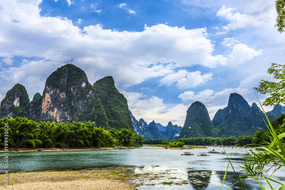 The beautiful landscape of the Lijiang River in Guilin