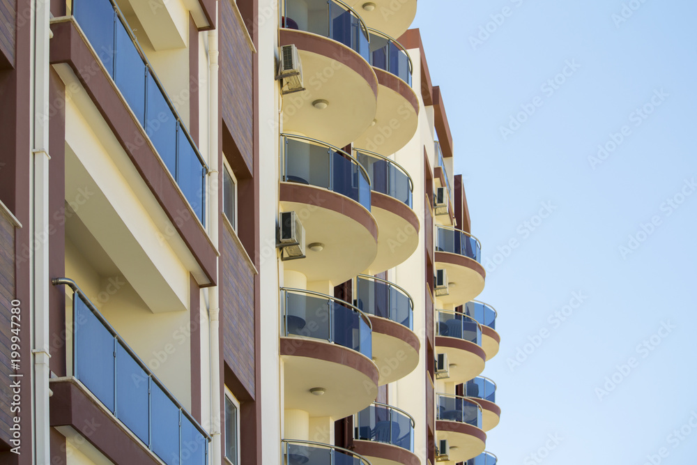 Round balconies on modern building