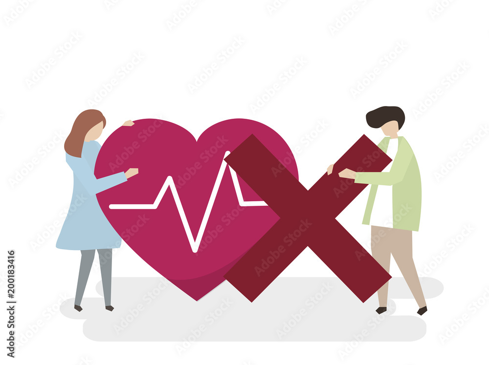 Illustration of people with an unhealthy heart