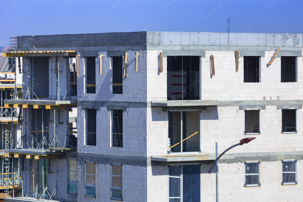 Building under construction of the new european apartments