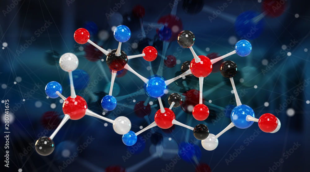 现代数字分子结构3D渲染