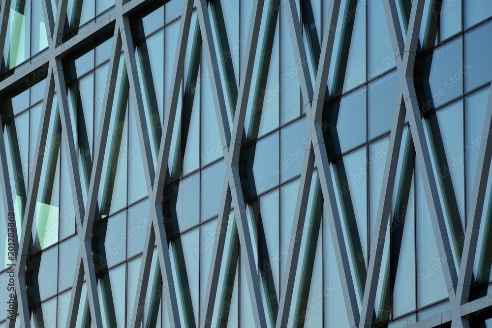 Structural glass facade of modern office building