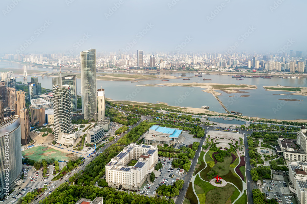 中国南昌城市建筑景观鸟瞰图