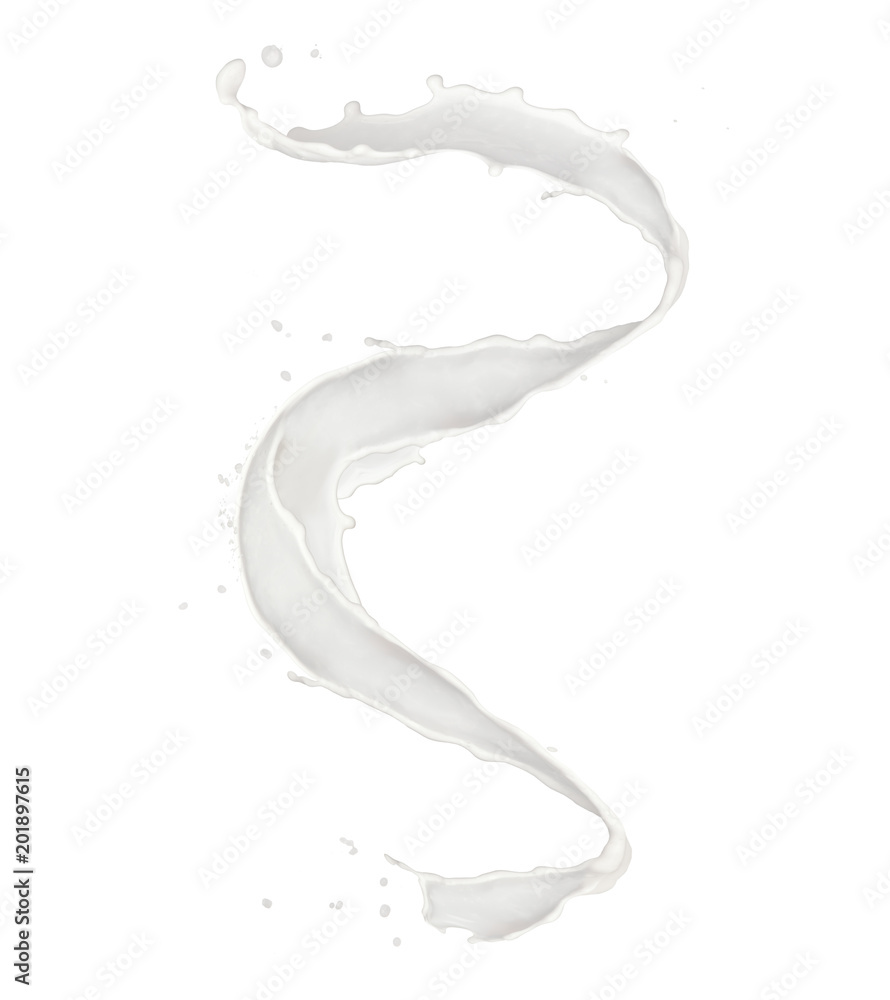 Abstract splash of milk isolated on white background