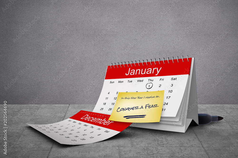 Composite image of new years resolutions on january calendar