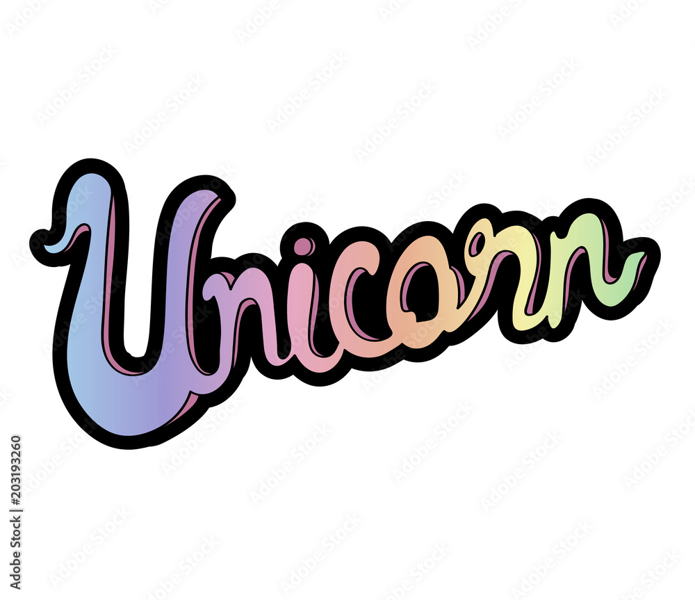 A word unicorn isolated on background