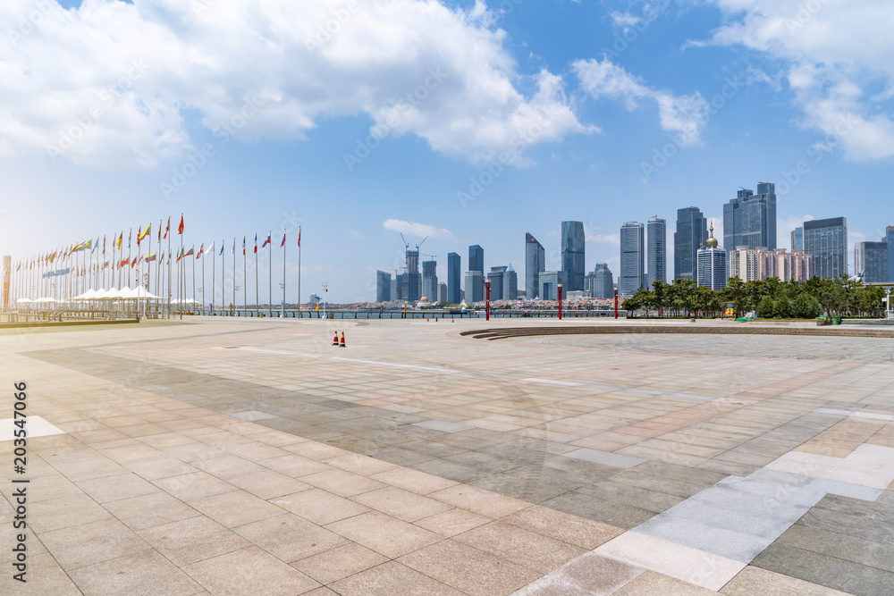 The skyline of the architectural landscape of Qingdao City Square