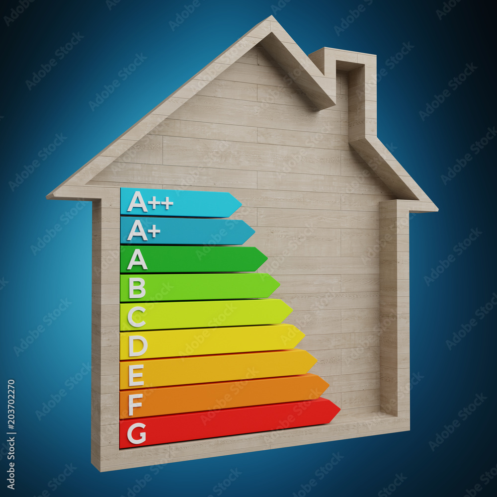 木屋中的3D渲染能量评级图