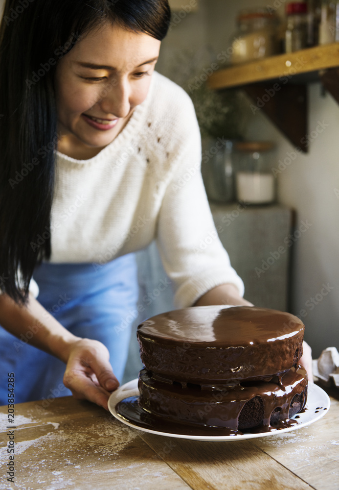 Chocolate fudge cake photography recipe idea