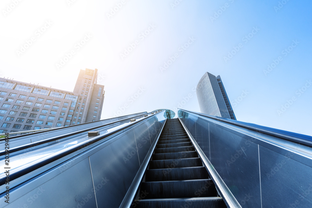 up view of modern office building in shanghai china