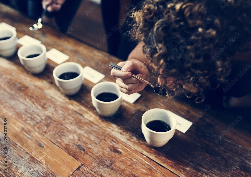 types of coffee placed to taste or smell