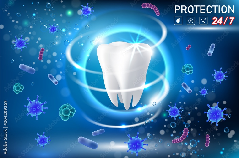 牙齿保护矢量实景图